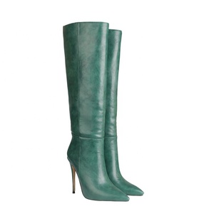 Autumn Daily Solid Plus Size 45 Thin <b>Heel</b> Fashion Smooth Women Knee High Boots Slip-on Pointed Toe Dating Long for Ladies - Product Image 2