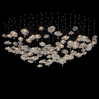 Lustre LED en céramique de luxe en forme de feuille de champignon, fleur blanche artistique, moderne, suspendu, pour escalier, villa, luminaire décoratif