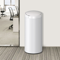42L Poubelle intelligente à capteur de 11 gallons Poubelle ronde en acier à usage automatique Cuisine à domicile avec déodorant couleur blanc noir ruban