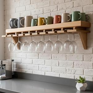 Portabicchieri da Parete, <span class=keywords><strong>Portabottiglie</strong></span>, Accessorio Bar, Portaoggetti, Pallet in Legno, Decorazione Bar, Portabicchieri da Vino - Product Image 1