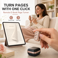 Anillo de Cristal con Diamantes, Control Remoto Inalámbrico, Manos Libres para Teléfono y Tableta, Desplazamiento de Videos Cortos, Portátil y Recargable