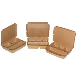 Scatole Bento monouso a 3 scomparti <span class=keywords><strong>in</strong></span> carta Kraft con chiusura a linguetta cartelle per servire cibo caldo/freddo per feste di ristoranti - Product Image 4