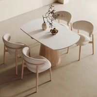 Ensemble Table et Chaises de Salle à Manger Haut de Gamme en Bois Massif Blanc, Design Simple et Élégant, Original, Extensible, pour Appartement, Déjà Monté