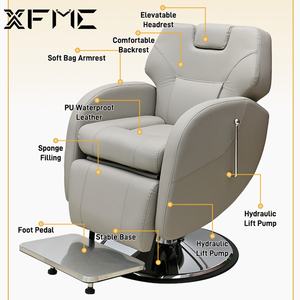 XFMC Foshan Factory Direct Barber Shop Chaise de <span class=keywords><strong>coiffure</strong></span> pivotante inclinable Chaise de barbier rétro hydraulique Heavy Duty - Product Image 4