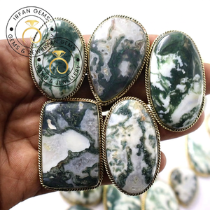 Pendentif rainuré en agate d'arbre 100% naturelle de haute qualité, lot de pendentifs en agate d'arbre et laiton, lot de pendentifs en agate d'arbre cristalline, prix de gros - Product Image 3