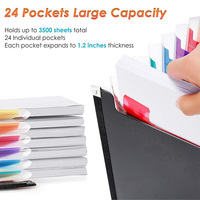 Amazon Rainbow Color A4 PP plástico 24 bolsillo acordeón organizador de archivos expandible Carpeta de relleno para organización