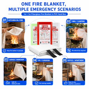 Fabricant de couvertures anti-feu pour cuisine, boîte en PVC, fibre de verre, 1x1m, certifié CE, export - Product Image 2