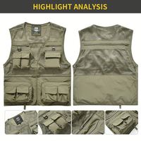 Veste en nylon pour homme, vêtements de travail, respirante, multi-poches, pour la pêche, la photographie, le journalisme, broderie personnalisée, logo sur mesure