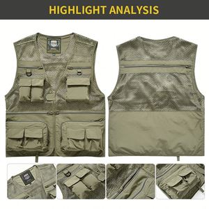 Chaleco para Hombre al por Mayor, Chaqueta de Nailon, Transpirable, para Pesca, con Múltiples Bolsillos, para Fotografía, Periodismo, con Logotipo Personalizado Bordado - Product Image 2
