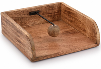 Boîte à mouchoirs classique en bois avec barre de pression métallique élégante, écologique et durable, pour la décoration de table à la maison – Offre Spéciale