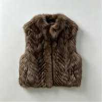 Gilet en fourrure de renard véritable pour femmes Tyan, gilet en fourrure de renard naturelle de luxe, sans manches, veste en fourrure pour femmes, gilet en fourrure de renard véritable chaud pour l'hiver