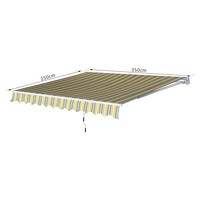 Pergola/Gazebo de balcon à manivelle en aluminium/polyester gris-blanc 350x250cm, imperméable et facile à assembler – Meilleures ventes