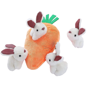 Lot de 5 peluches personnalisées pour chien grinçant, ensemble de base de cache-cache <span class=keywords><strong>lapin</strong></span> et carotte, fonction couette <span class=keywords><strong>orange</strong></span> et blanche - Product Image 1