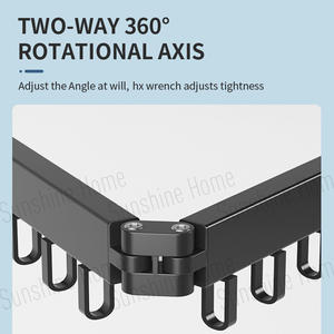 YG360-3 Étagère pliante murale en aluminium à <span class=keywords><strong>double</strong></span> rectangle rétractable, rotation à 360 degrés, séchoir à linge noir, <span class=keywords><strong>armoire</strong></span> - Product Image 6