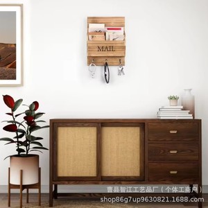 Porte-lettres en bois, porte-documents et porte-clés mural, rangement pour courrier et documents à la maison, dans l'entrée ou au bureau - Product Image 1