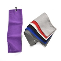 Serviette de nettoyage en microfibre gaufrée pour rainures de clubs de golf, avec logo brodé, vente en gros, avec mousqueton