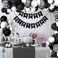 Kit d'arche de ballons en latex noir et argent à confettis, imprimé en quatre couleurs, pour décorations de fête d'anniversaire et promotionnelles - Vente chaude