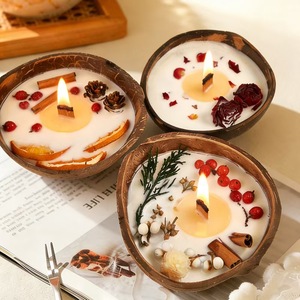 Velas Aromáticas Lebao <span class=keywords><strong>de</strong></span> Cáscara <span class=keywords><strong>de</strong></span> Coco con Flores Secas, Fragancia Fresca y Ligera, Adornos <span class=keywords><strong>de</strong></span> Velas <span class=keywords><strong>para</strong></span> Dormitorio, Aroma a Frutas - Product Image 1