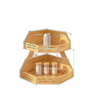 Panier de rangement en bois à double couche pour organiser les épices, le pain, les fruits et les légumes sur le comptoir de cuisine - Product Image 2