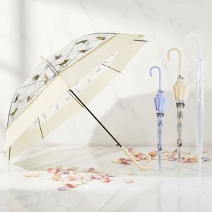 Cadeaux promotionnels personnalisés, parapluie transparent en PVC coloré, parapluie à manche droit avec protection solaire - Product Image 1