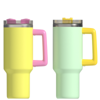 Mug de voyage isotherme en acier inoxydable 40OZ (500ml) avec double paille, isolation 6-12 heures, poignée, écologique, portable et moderne