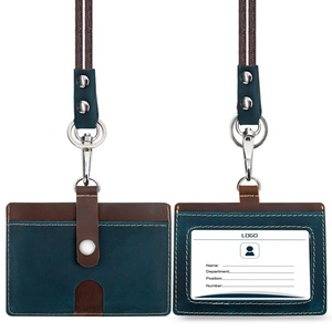 Porta Tarjetas de Identificación de Cuero Boshiho de Colores Mixtos con Correa para Tarjetas de Visita e Identificaciones de Empleados - Product Image 1