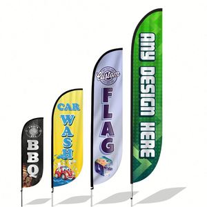 Bandera Publicitaria Exterior de Doble Cara de 2.8m con Mástil de Fibra de Vidrio, Impresión Digital, Diseño de Logotipo Personalizado, Impermeable - Product Image 1