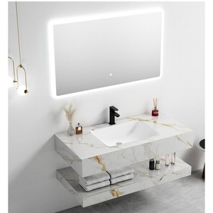 Mueble de Baño Gris CR de 100 cm con Lavabo Integrado de Doble Capa de Piedra y Espejo Inteligente - Product Image 3