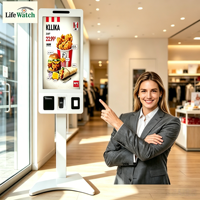 Kiosco de Autoservicio de 22 Pulgadas con Pantalla Táctil LCD para Restaurantes de Comida Rápida, con Impresora Térmica de 80 mm, NFC, Escáner de Códigos QR y de Tickets
