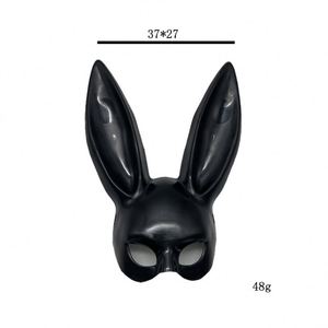 Máscara de Carnaval de Plástico Blanca y Negra para Halloween, Disfraz de Conejita con Decoración para Fiesta - Product Image 4