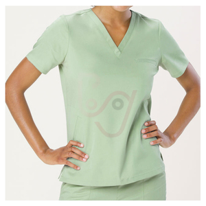 Scrubs da infermiera in Denim personalizzato direttamente alla moda manica corta a scollo a V uniforme da <span class=keywords><strong>lavoro</strong></span> Spandex prezzo di fabbrica stampato da <span class=keywords><strong>lavoro</strong></span> - Product Image 6