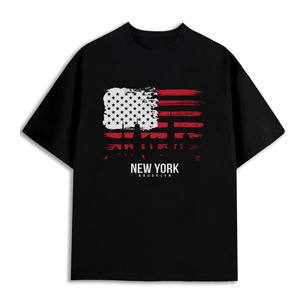 Camiseta de Algodón Grueso de 180 g/m² para Hombre, Estampado de Bandera Americana, Corte Regular, Nueva York, Brooklyn, Envío desde Almacén en EE. UU. - Product Image 1
