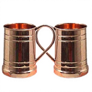 Mug cylindrique en cuivre à rayures uniques avec couvercle, écologique, sûr pour les aliments, design classique, portable pour les boissons, cadeaux d'affaires - Product Image 1