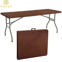 Table d'extérieur pliante moins chère avec pieds pliants en métal, table pliante de 8 pieds