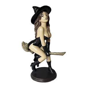 Statuetta Regalo in Resina Dipinta a Mano, <span class=keywords><strong>Strega</strong></span> Gotica Scura su <span class=keywords><strong>Scopa</strong></span> Magica, Statua di <span class=keywords><strong>Strega</strong></span> Sexy, Decorazione per Halloween - Product Image 2