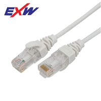 Cable de conexión Cat6 UTP con conector RJ45 plano y delgado de fábrica, ensamblado con cabezal de cristal.