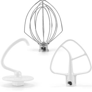 Kitchen Aid Bijlagen Omvatten K45WW Draad Zweep & K45DH Deeg Haak & K45B Gecoate Platte Blade Paddle, 3Pcs Stand Mixers Reparatie Set - Product Image 1