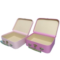 Verpackung Baby-Koffer Kartonbox Rosa Kraftpapier Matt Laminiert mit Tragegriff Großhandel Handgefertigt Liebevolle Quadratische Weihnachtsbox