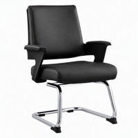 Chaise de visiteur cantilever à dossier bas Z-Arm flottant, en cuir PU gris et noir, base en traîneau chromé, siège compact pour réunions et conférences 1060