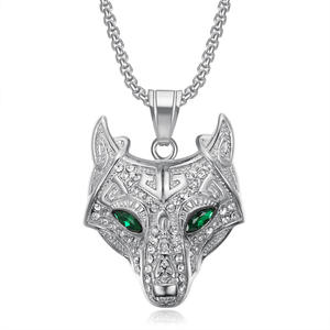 Hip Hop Glacé Diamant Viking Celtique Loup En Acier Inoxydable Fine Mode Bijoux Pendentifs Colliers 18K Plaqué Or Femmes 2024 - Product Image 3