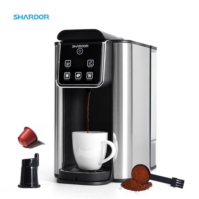 K-Pod Capsule Ground Coffee and Leaf Tea with 6-10 oz Cup Size 3-in-1 Pod Coffee Maker