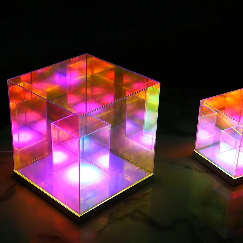 Mới Nhất Đầy Màu Sắc 3D Acrylic Cube Chiếu Sáng Nội Thất Cho KHÁCH SẠN Holiday Hall Đảng Chiếu Sáng Ban Đêm Cube Đèn Bàn Đèn Bàn
