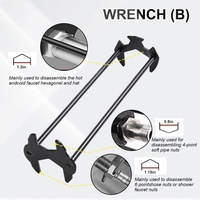 Clé multifonctionnelle pour lavabo en acier au carbone, clé de robinet, clé à tuyaux de plomberie, kit de réparation pour lavabo de salle de bain et cuisine, outils de quincaillerie