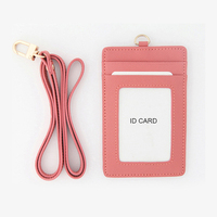 Tempat kartu ID Bisnis dompet lencana ID kulit Pu logo OEM merek kustom dengan tali leher kalung