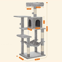Arbre à chat moderne de luxe de grande taille en peluche gris clair, grattoir créatif pour chat, maison pour chat, fabrication sur mesure