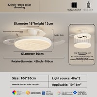 Ventilador de Techo LED de Diseño Moderno con Aspas Invisibles, Funcionamiento Silencioso, Alto Flujo de Aire, Control Remoto Inteligente, 95 CRI, 30-34 DB, para Cocina