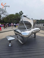 Sculpture de piano en acier inoxydable poli à la main, design personnalisé, décoration de haute qualité pour intérieur et extérieur, artisanat métallique