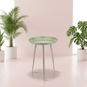 Table d'appoint en métal émaillé en laiton AK en vert clair et argent fini Table personnalisée pour meubles d'hôtel/meubles de maison - Product Image 1