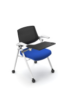 Chaise de bureau pliante moderne à cadre triangulaire en plastique avec roulettes, empilable, design aéré pour la maison, le bureau et l'école