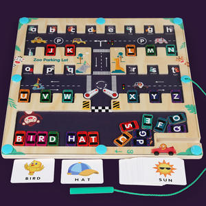 Giocattoli caldi Montessori per bambini <span class=keywords><strong>lettere</strong></span> Cognitive labirinto auto giochi da tavolo <span class=keywords><strong>lettere</strong></span> in legno alfabeti labirinto giocattoli Puzzle - Product Image 3